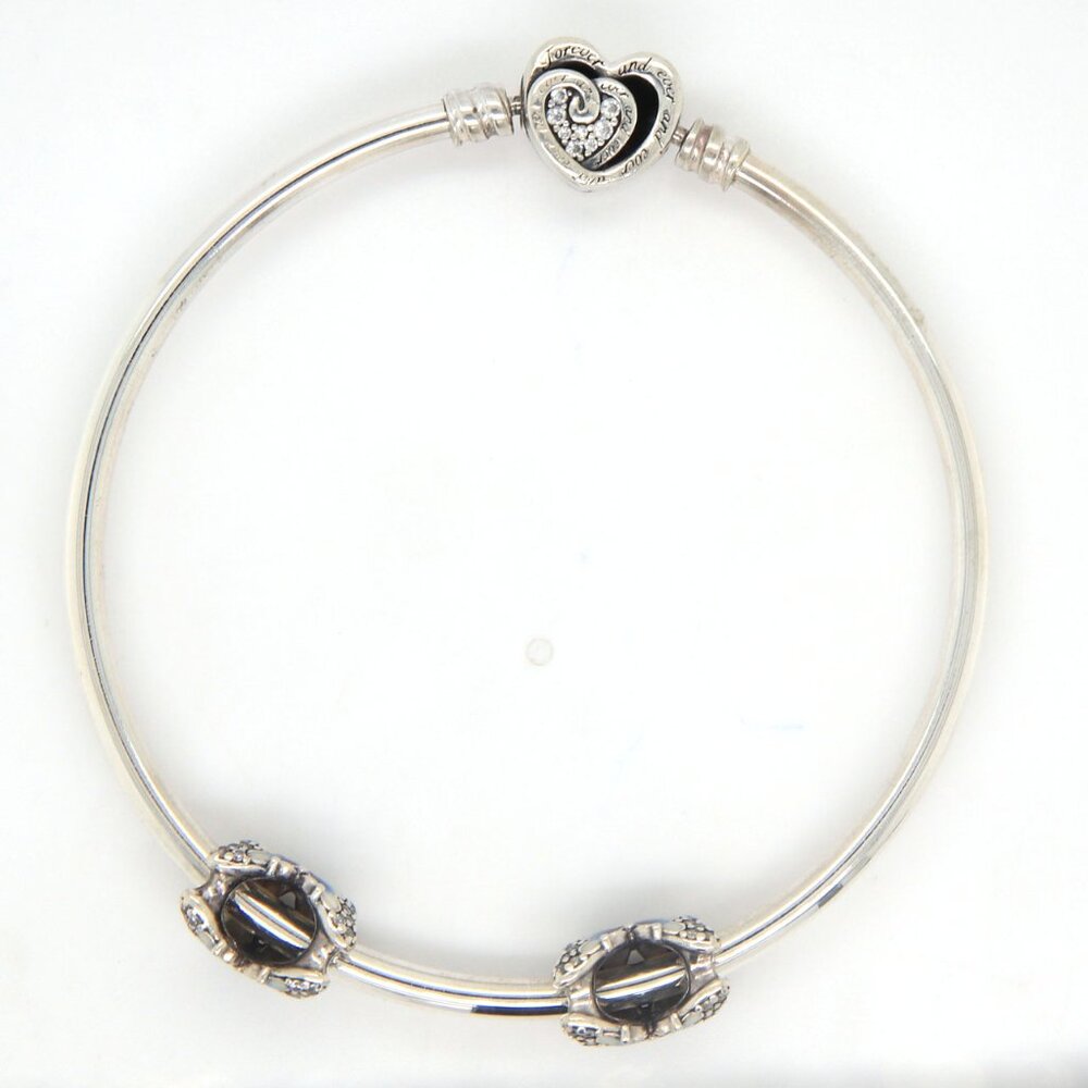 Pandora moments Entwined Infinite hearts clasp bangle bracelet